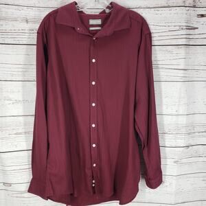 Michael Kors Maroon Slim Tall Stretch Button Up Long Sleeve Shirt Size 36/37
